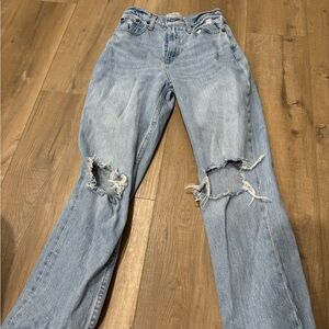 Abercrombie & Fitch Light Blue Distressed Flare Jeans